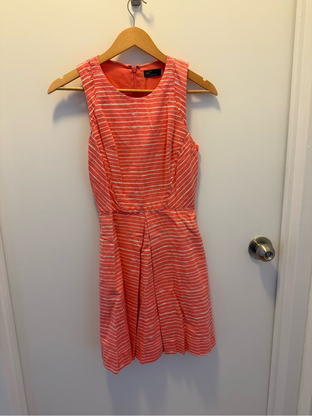 GAP Coral and White Striped Midi Dress